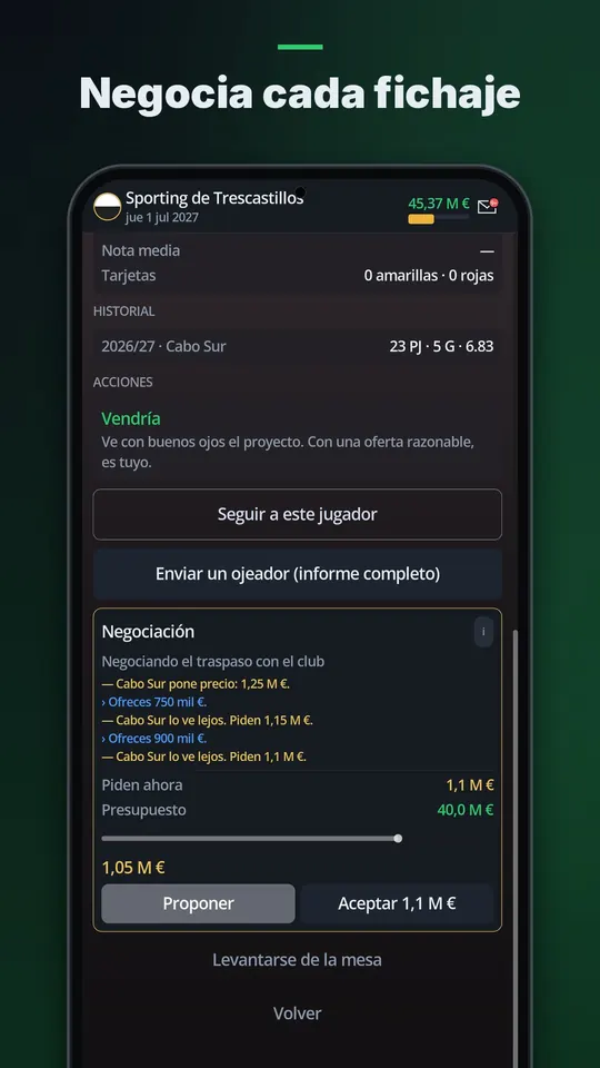 Negocia cada fichaje