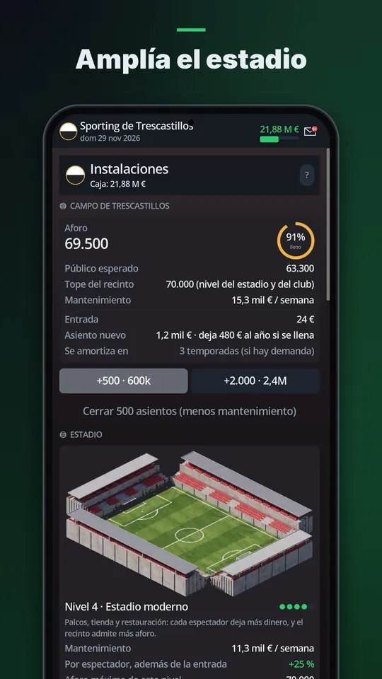 Amplía el estadio