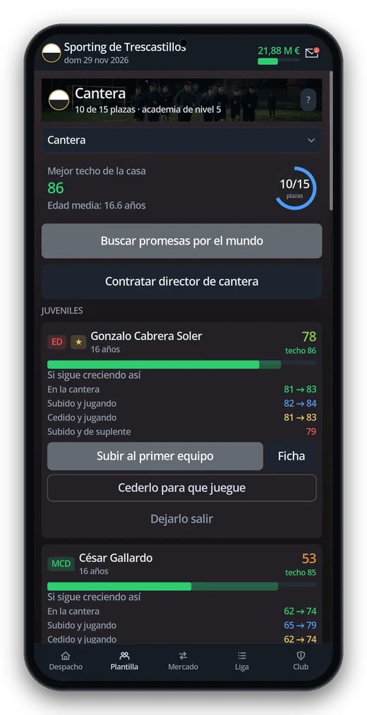 Saca talento de la cantera