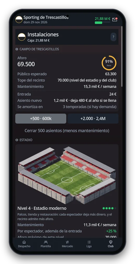 Amplía el estadio