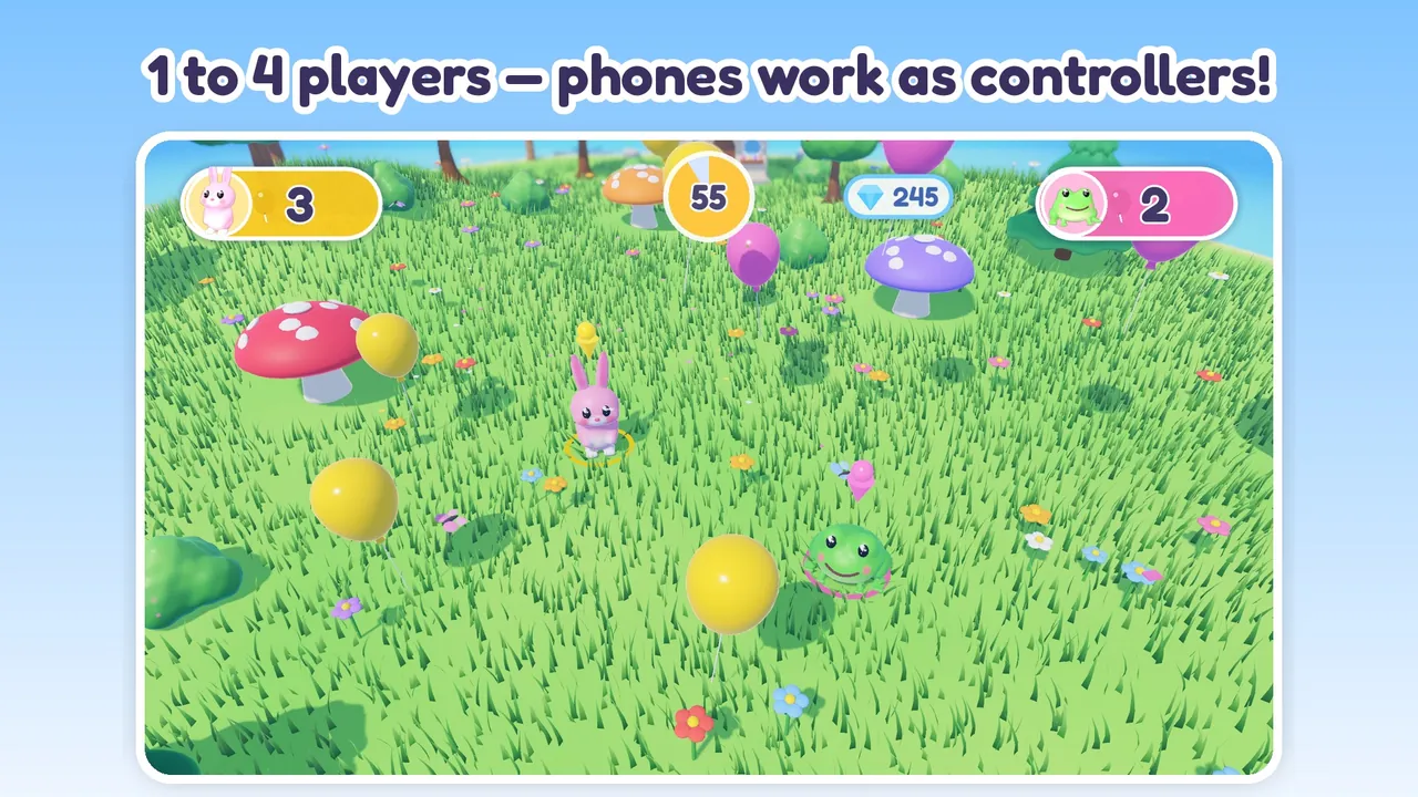 1 to 4 players — phones work as controllers!